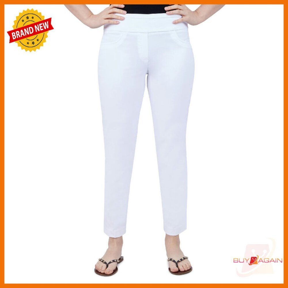 Mid-Rise Pull-On Straight Leg Ankle Pants - Extra Stretch Denim